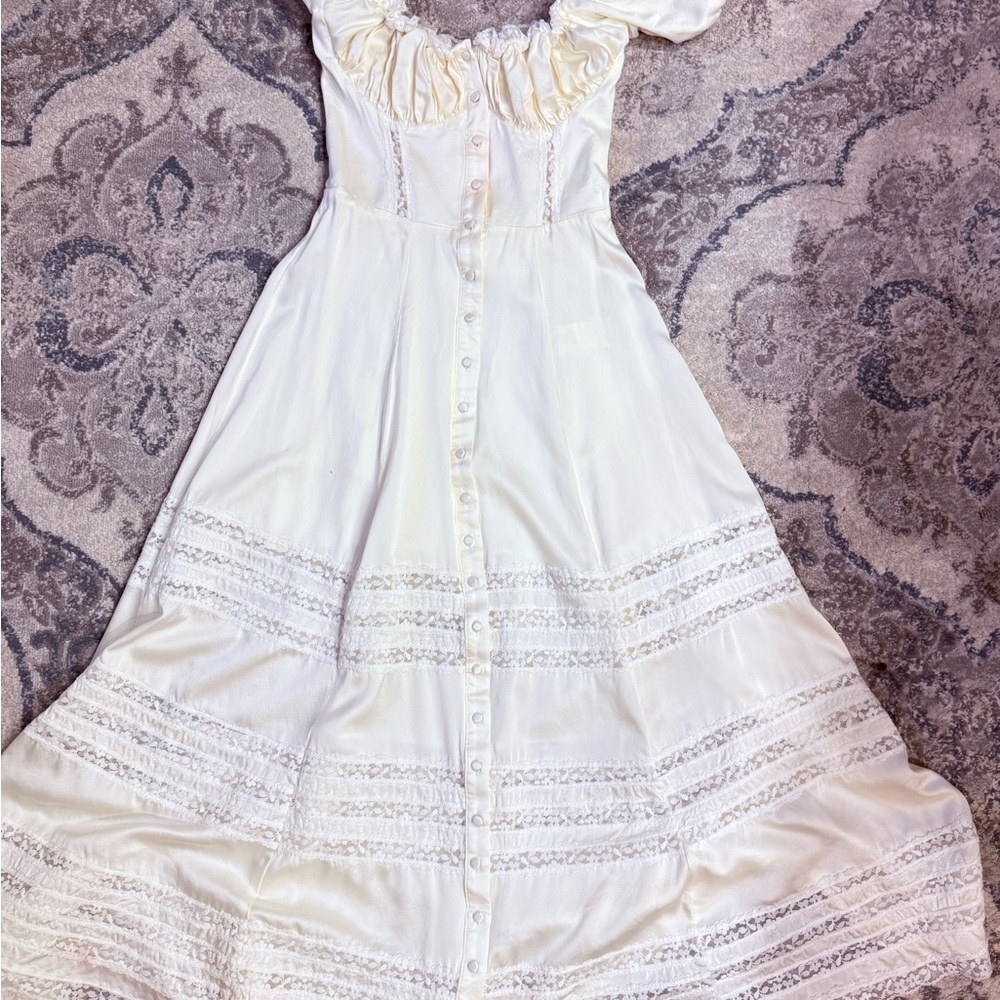 House of CB White Lace-Trimmed Dress